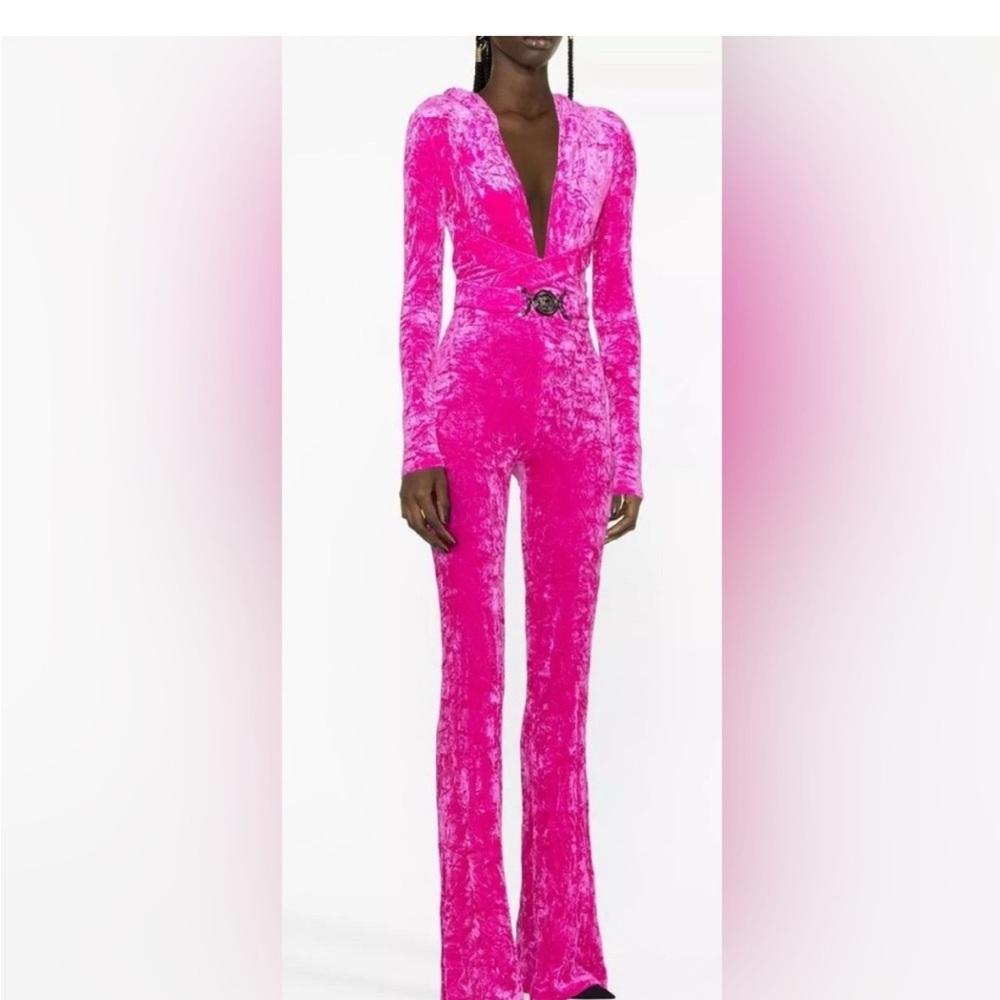NWT Versace Vibrant Pink Velvet Jumpsuit